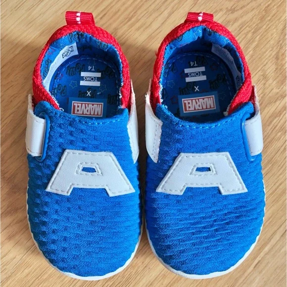 EUC TOMS Toddler Marvel Captain America Sneakers-Red, White and Blue - Picture 2 of 12